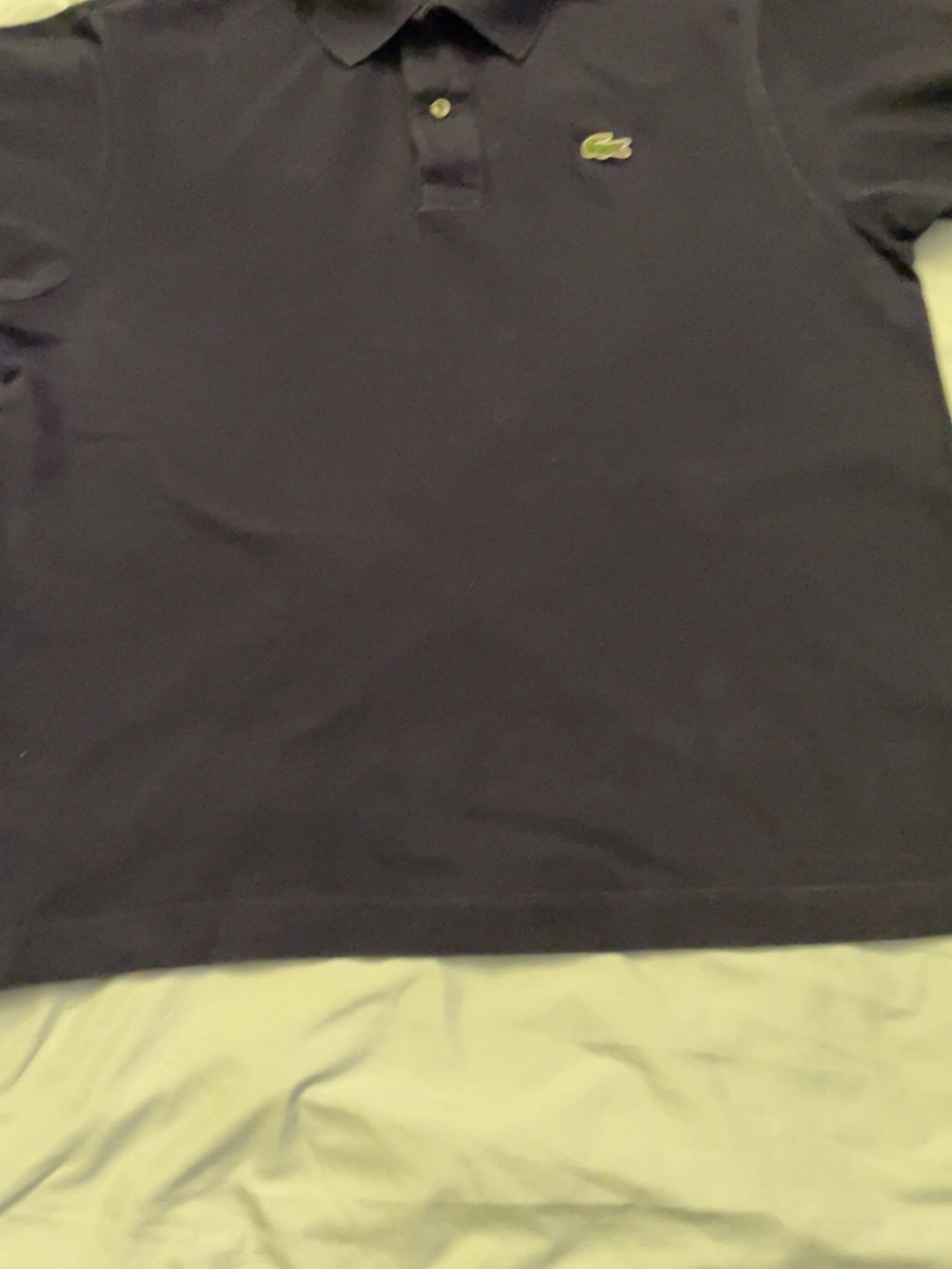 Lacoste Men's Polo Shirt - Dark Blue with Green Crocodile Logo